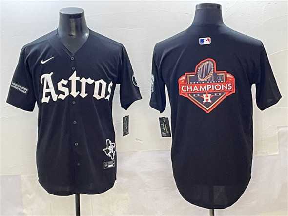 Men%27s Houston Astros Team Big Logo Black Gothic %27Houston Born Barrio Raised%27 Limited Stitched Jerseys